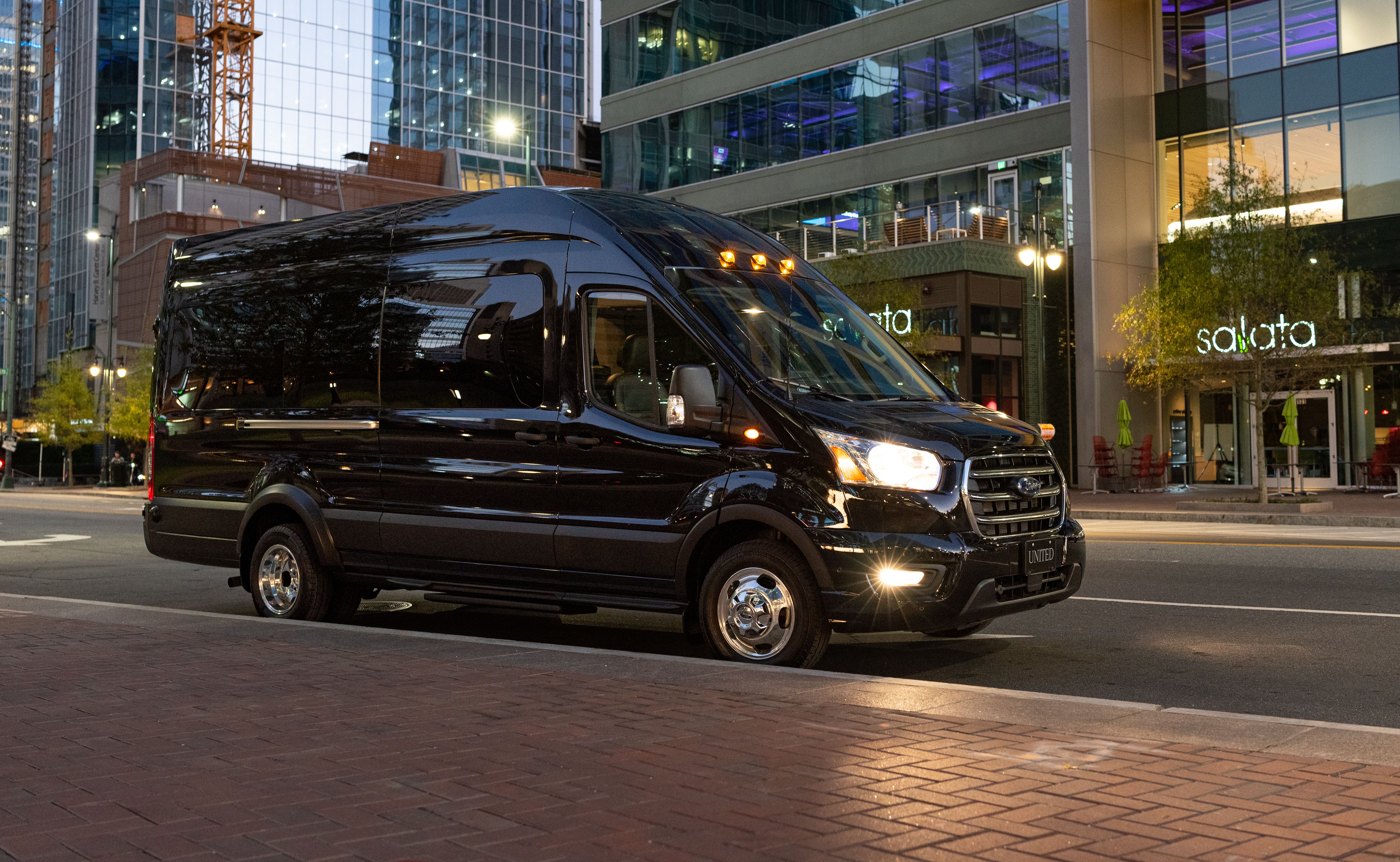 Ford Transit van at night &ndash; spacious group transportation